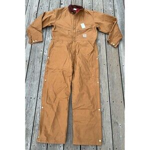 New! Vtg Carhartt X01 BRN Quilt Insulated Duck Coveralls Men's 44 Regular USA